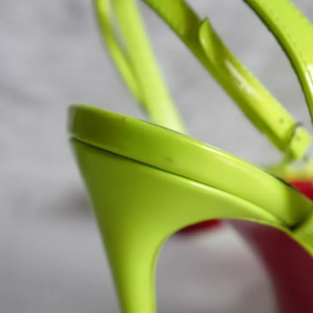 Christian Louboutin Spikaqueen 100 Crystal Neon Yellow Green Clear Pumps Size 37 - Picture 9 of 16